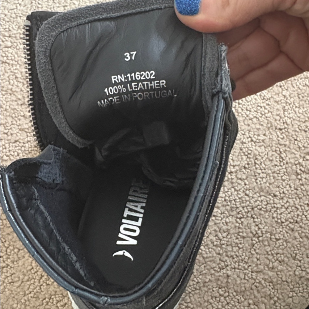 Zadig & Voltaire Black High-Top Sneakers Flash Embossed bleu de Gris EUC Size 37 - Picture 7 of 8